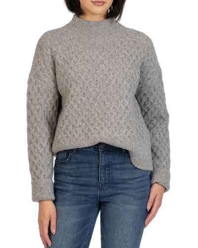 Kut From The Kloth Adah Pull-on Long Sleeve High Neck Sweater - Gray