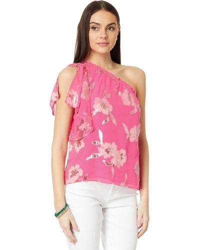 Lilly Pulitzer Sarahleigh One Shoulder Silk Blend Top - Pink