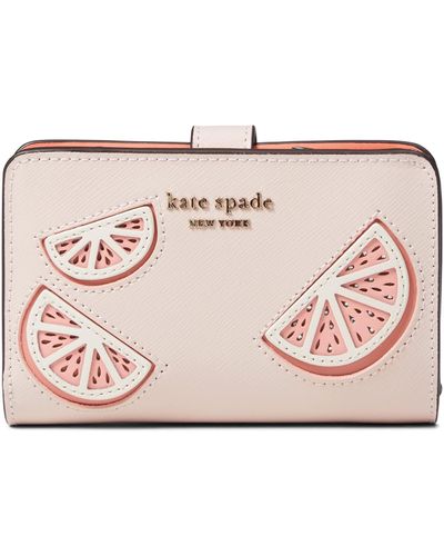 Kate Spade Tini Embellished Saffiano Leather Compact Wallet - Pink