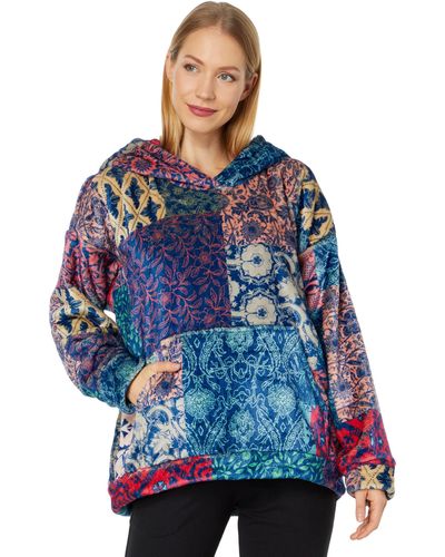 Johnny Was Olivia Sherpa Pullover Hoodie - Blue