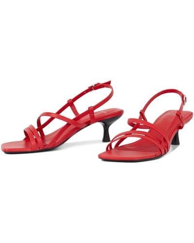 Vagabond Shoemakers Jonna Leather Strappy Kitten Heel Sandals - Red