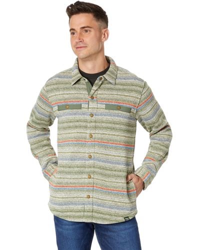 L.L. Bean Sweater Fleece Shirt Jacket Print Regular - Gray