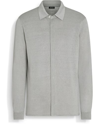 Zegna Light Linen And Silk Shirt - Grey