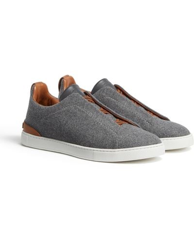 Zegna Mélange #Usetheexisting Wool Triple Stitch Sneakers - Gray