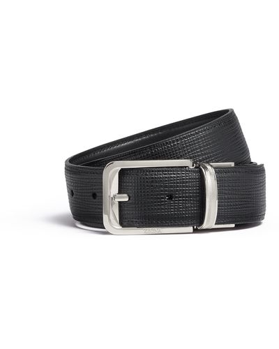 ZEGNA Reversible Leather Belt - Black