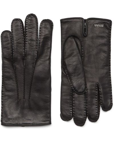 Zegna Leather Gloves - Black