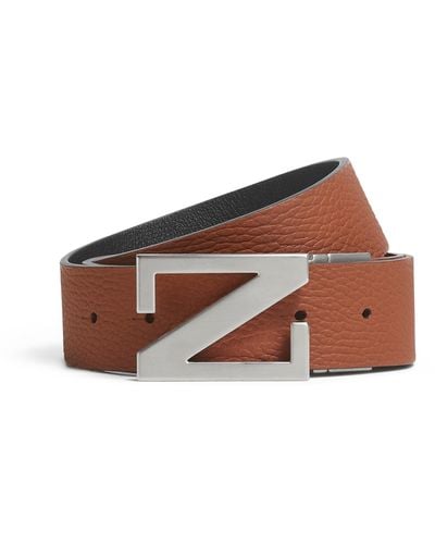 Zegna Foliage And Reversible Leather Belt - Brown