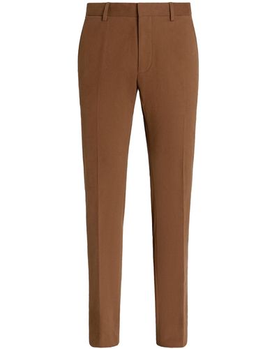 Zegna Foliage Cotton Trousers - Brown