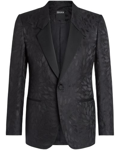 Zegna Jacquard Silk And Wool Evening Jacket - Black
