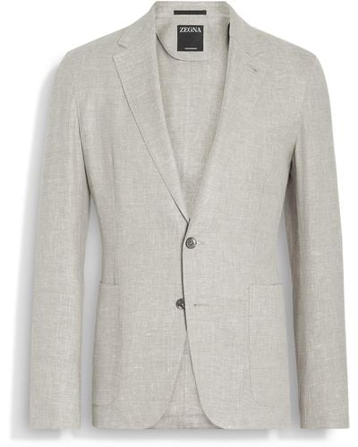 Zegna Crossover Linen Wool And Silk Blend Shirt Jacket - White