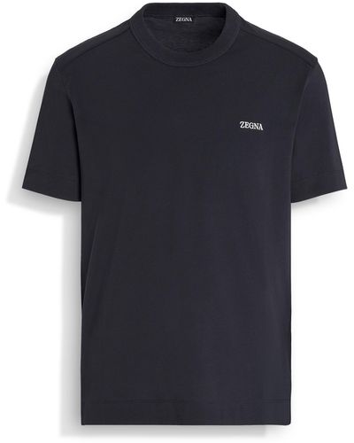 Zegna T-Shirt Aus Baumwolle - Blau