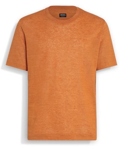 Zegna Bright Linen T-Shirt - Orange