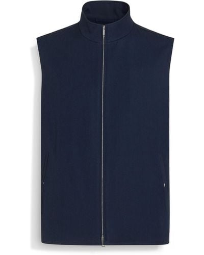 Zegna Wool Mohair And Silk Vest - Blue