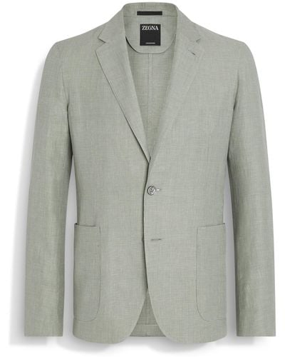 Zegna Crossover Linen Wool And Silk Blend Shirt Jacket - Grey