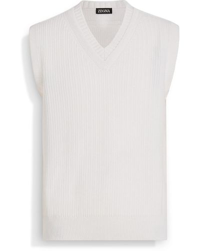 Zegna Cashmere And Cotton Vest - White
