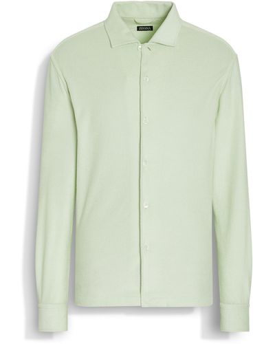 ZEGNA Cotton And Silk Shirt - Green
