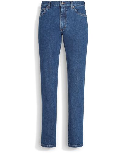 Zegna Stone-Washed Stretch Cotton Roccia Jeans - Blue