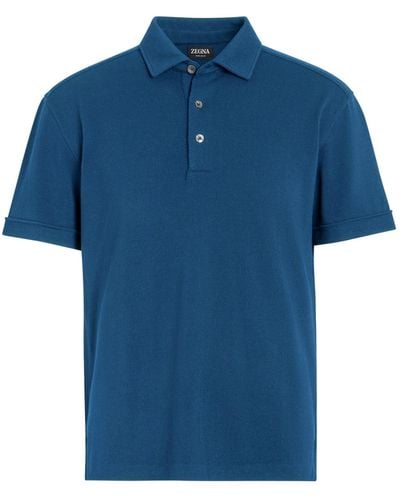 Zegna Mélange 12Milmil12 Wool Polo Shirt - Blue