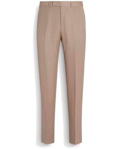 Zegna Light Centoventimila Wool And Linen Pants - Natural
