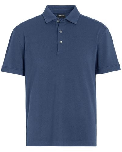 Zegna Utility 12Milmil12 Wool Polo Shirt - Blue
