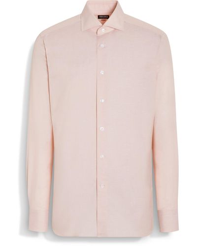 Zegna Light Centoventimila Cotton And Linen Shirt - Pink