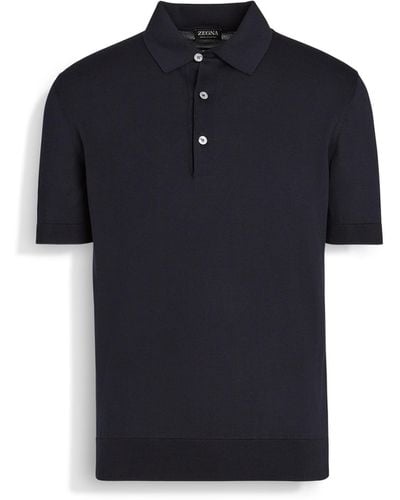 Zegna Premium Cotton Polo Shirt - Blue