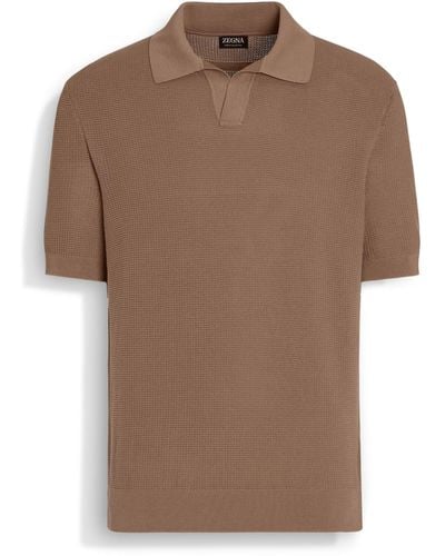ZEGNA Light Premium Cotton Polo Shirt - Brown