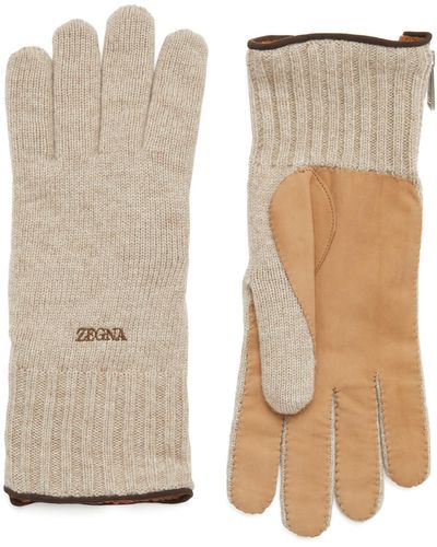 Zegna Handschuhe Aus Oasi Cashmere - Weiß