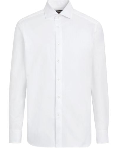 Zegna Sea Island Tailoring Langarm-Hemd Aus Baumwolle - Weiß