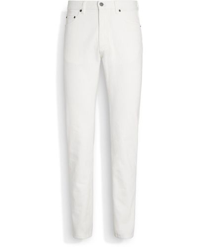 Zegna Rinse-Washed Stretch Cotton Roccia Jeans - White