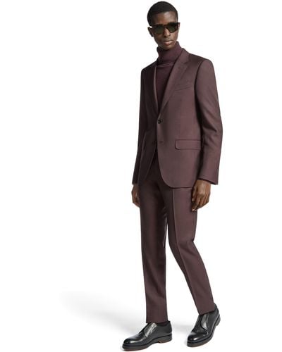 Zegna Dark Burgundy Oasi Cashmere Suit - Brown