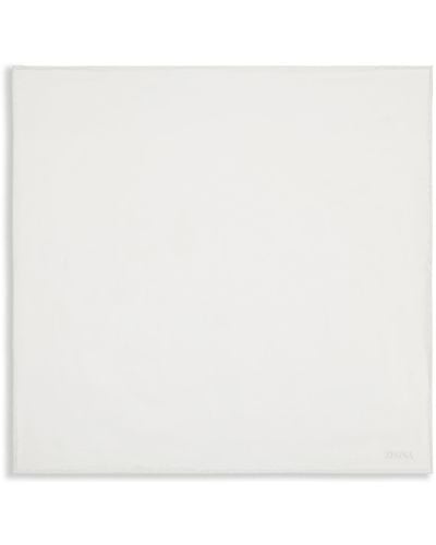 Zegna Cotton And Silk Pocket Square - White