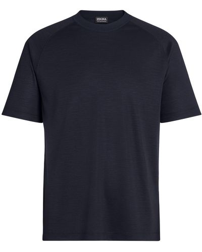 Zegna High Performance T-Shirt Aus Wolle - Blau