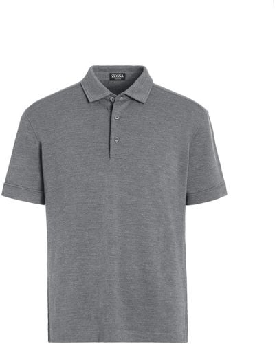 Zegna Mélange 12Milmil12 Wool Polo Shirt - Grey