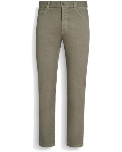 Zegna Stretch Linen And Cotton Roccia Jeans - Grey