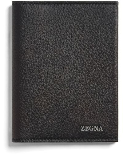 Zegna Deerskin Passport Case - Black