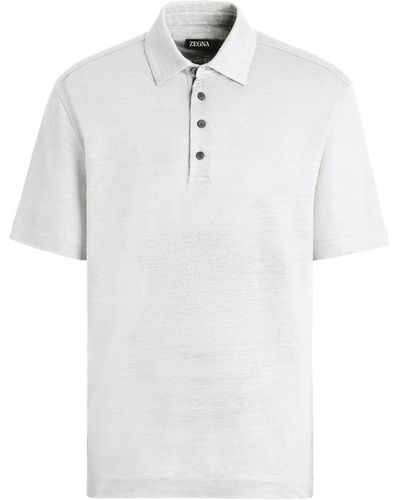 Zegna Pure Linen Short-Sleeve Polo - White