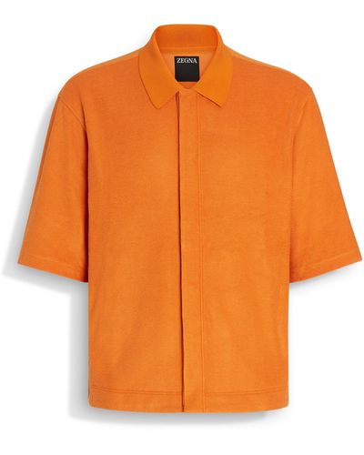 Zegna Bright Cotton And Silk Shirt - Orange