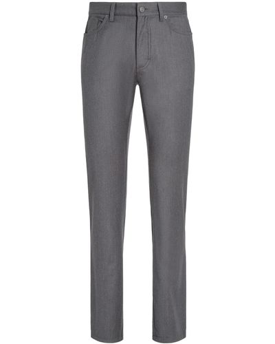 Zegna Stone-Washed Wool Jeans - Grey