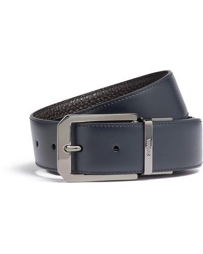 Zegna And Dark Reversible Leather Belt - Blue
