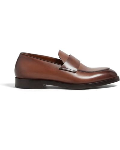 ZEGNA Light Leather Torino Loafers - Brown