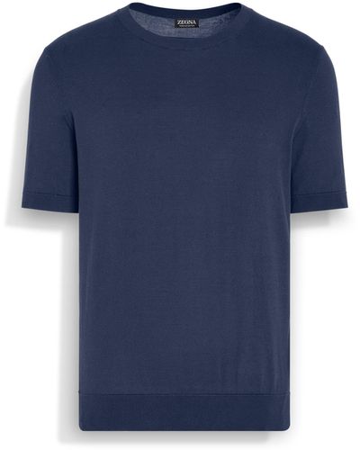 Zegna Utility Premium Cotton T-Shirt - Blue
