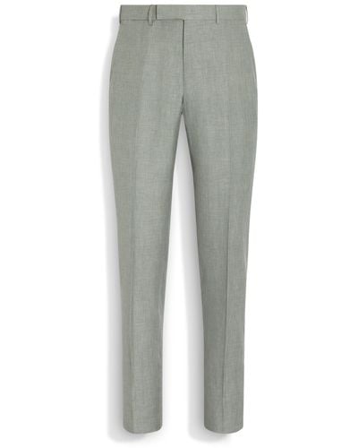 Zegna Crossover Wool Linen And Silk Trousers - Grey