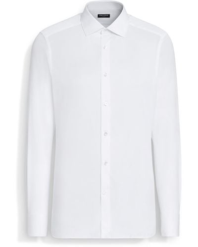 Zegna Micro-Striped Trecapi Cotton Shirt - White