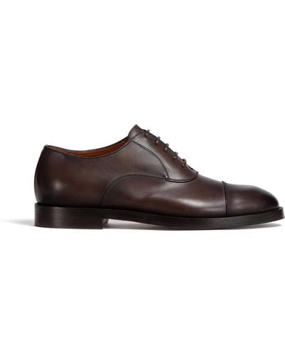 Zegna Dark Leather Torino Oxford Shoes - Brown
