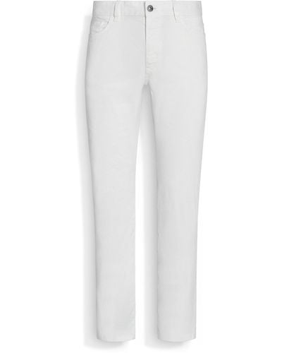 Zegna Stretch Linen And Cotton Roccia Jeans - White