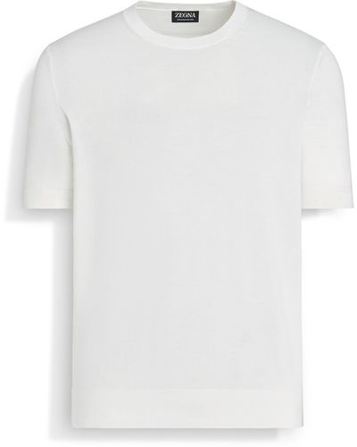 Zegna T-Shirt Aus Premium Cotton Mit Rundhalsausschnitt - Weiß