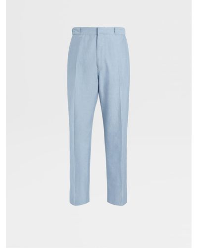 Zegna Cotton Linen And Silk sweatpants - Blue