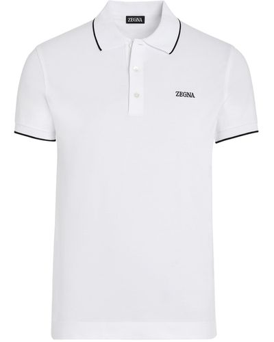 Zegna Poloshirt Aus Stretch-Baumwolle - Weiß