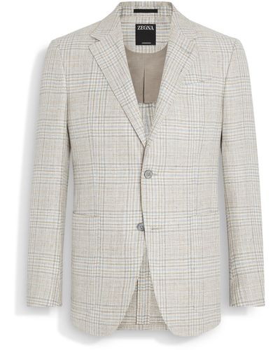 Zegna Light Crossover Linen Wool And Silk Jacket - White